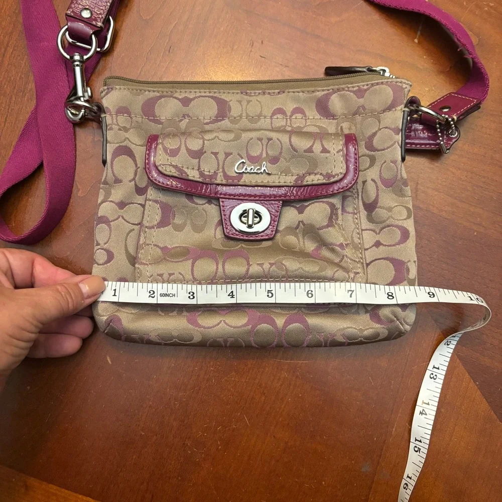 Coach Tan and Pink Signature Crossbody Bag - Picture 6 of 13